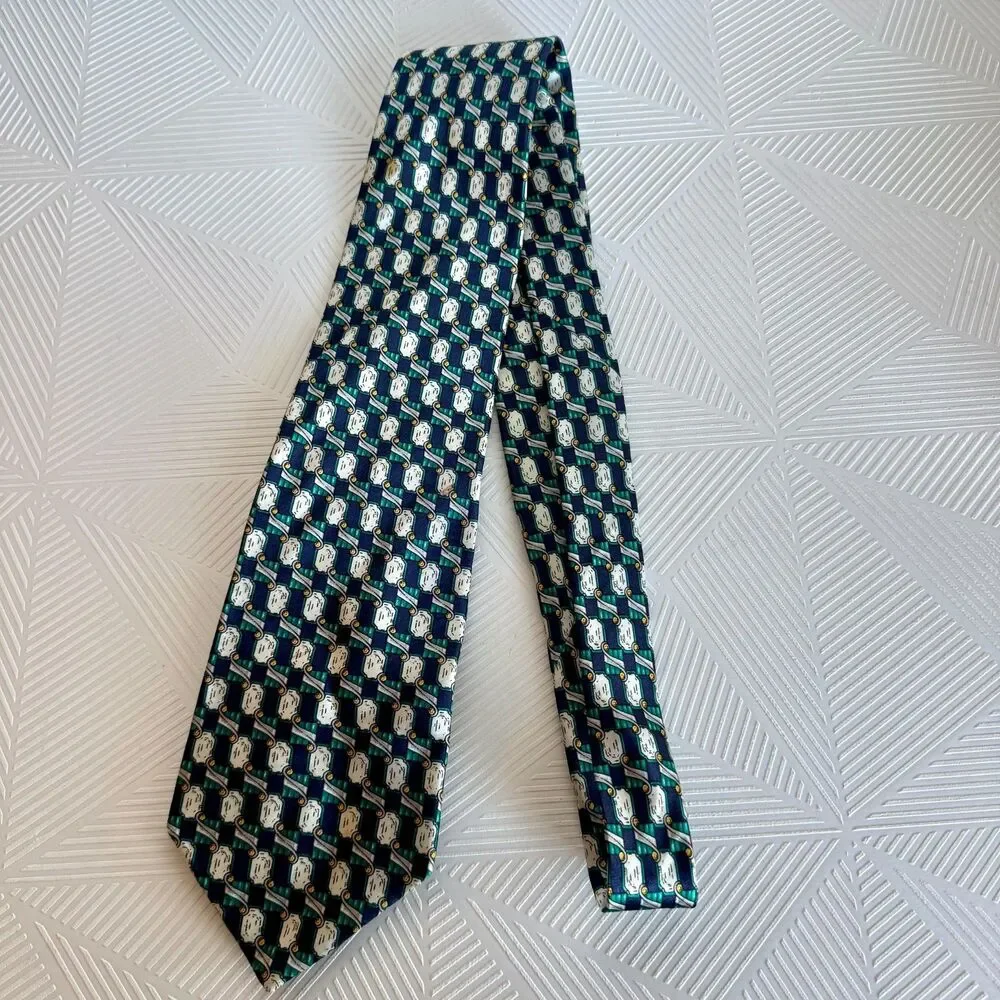 Luca Franzini Tie Rack Luxury Tie Navy Gemstone Print Silk Necktie